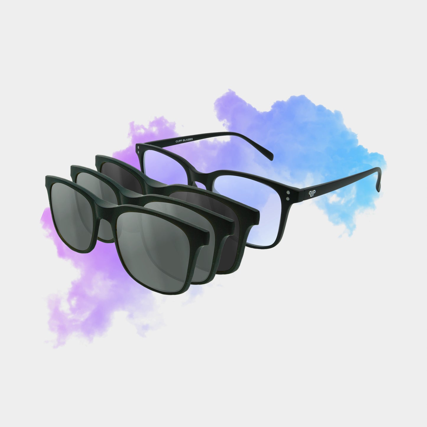 Clipp Glasses Classic szemüveg fekete, ezüst és ezüst fedőlencsével