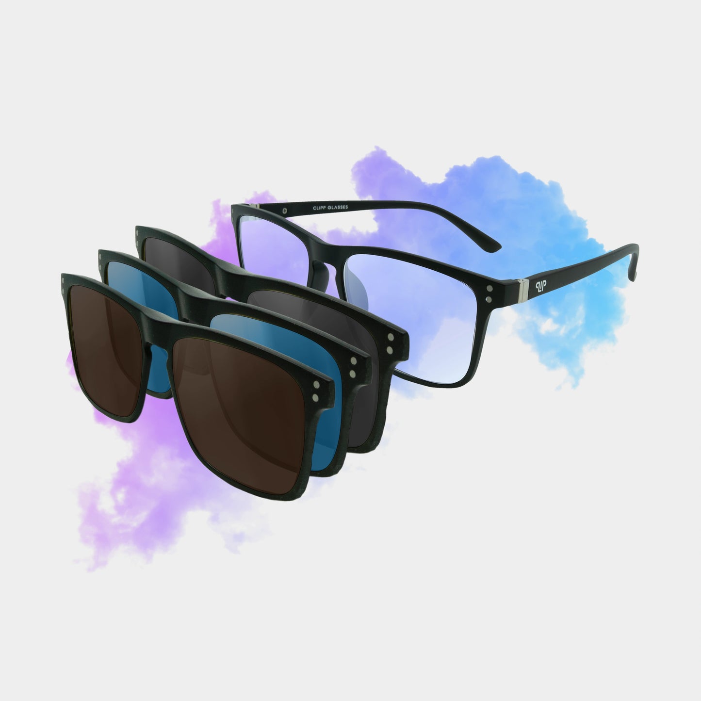 Clipp Glasses Cubed monitor szemüveg fekete, barna és kék fedőlencsével