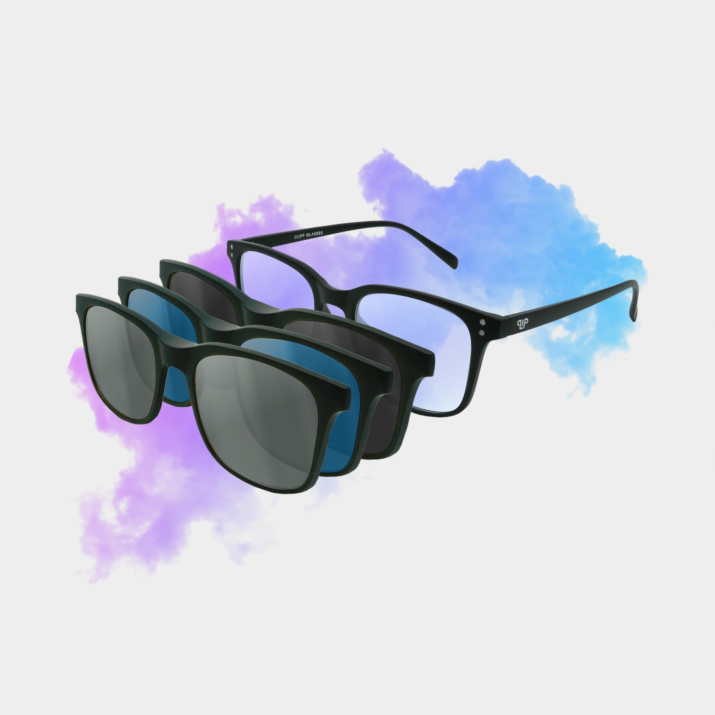Clipp Glasses Classic szemüveg fekete, kék és ezüst fedőlencsével