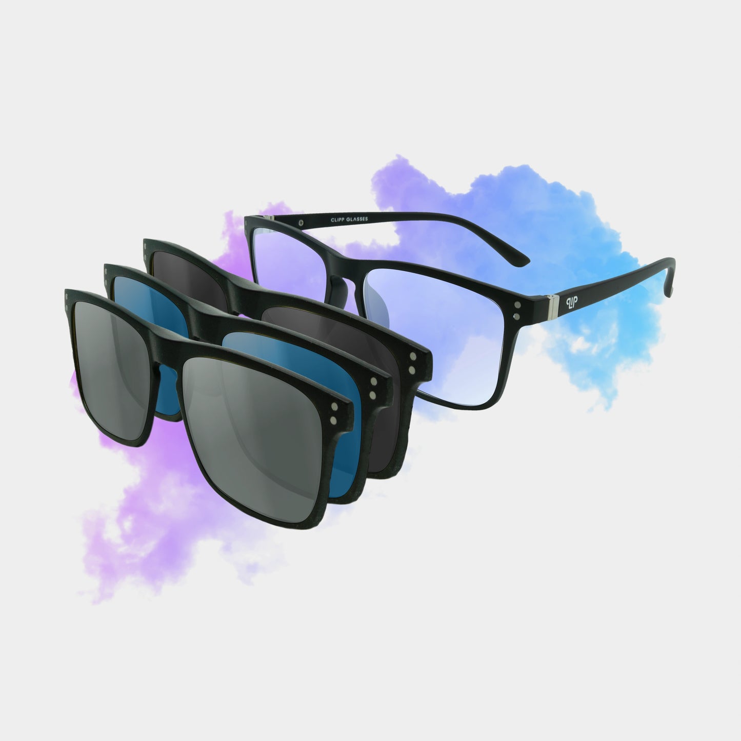 Clipp Glasses Cubed monitor szemüveg fekete, ezüst és kék fedőlencsével