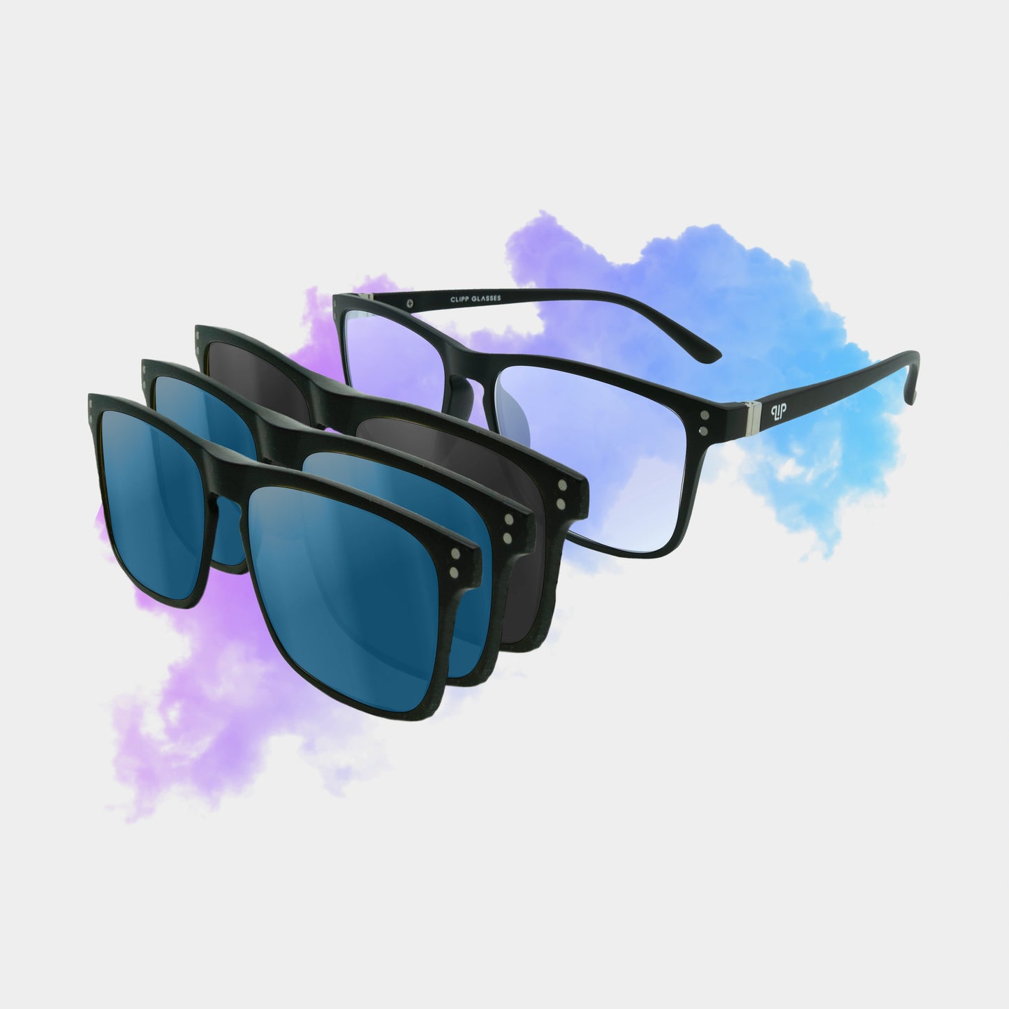 Clipp Glasses Cubed monitor szemüveg fekete, kék és kék fedőlencsével