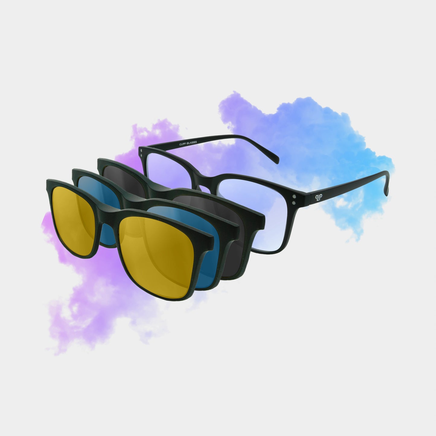 Clipp Glasses Classic szemüveg fekete, kék és sárga fedőlencsével