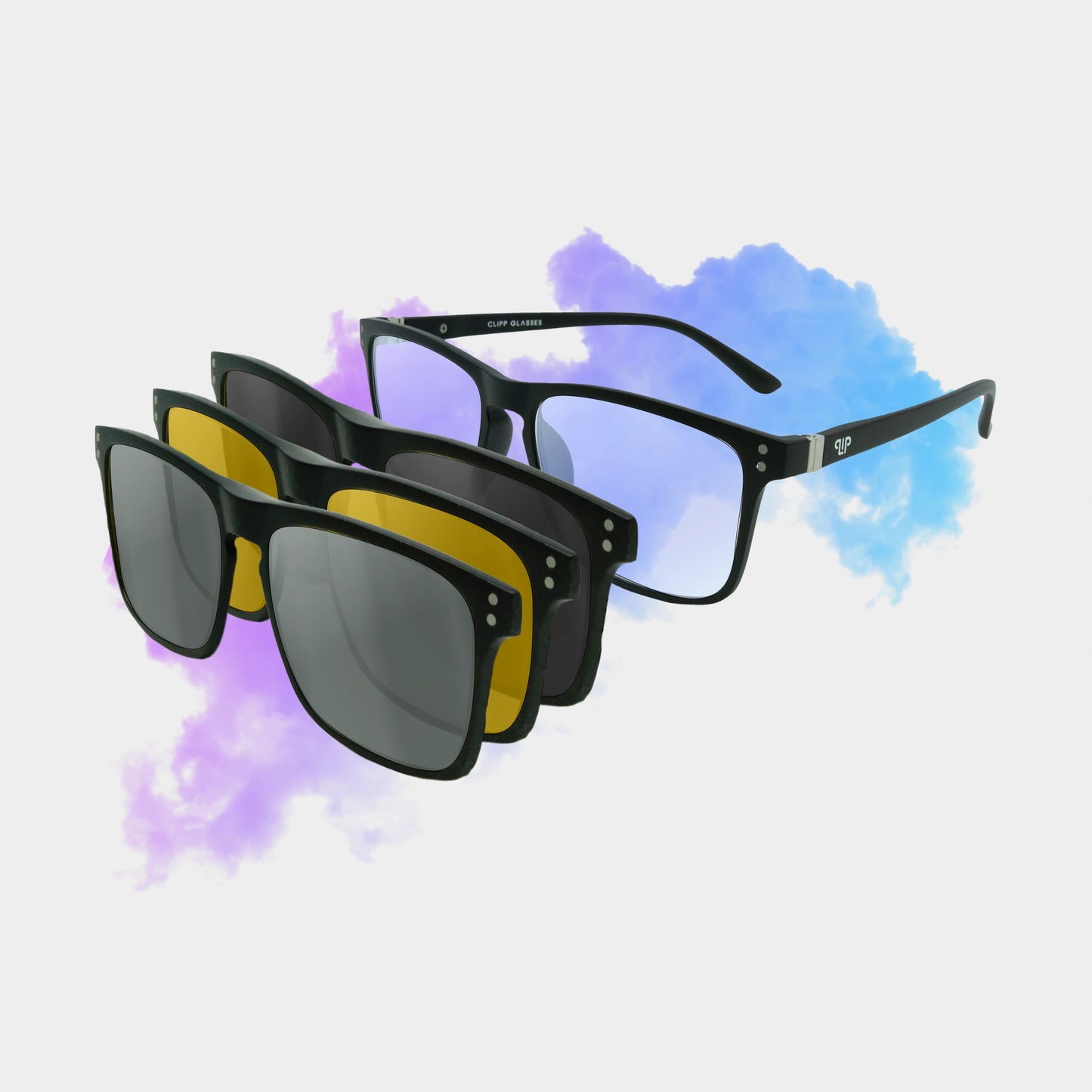 Clipp Glasses Cubed monitor szemüveg fekete, sárga és ezüst fedőlencsével