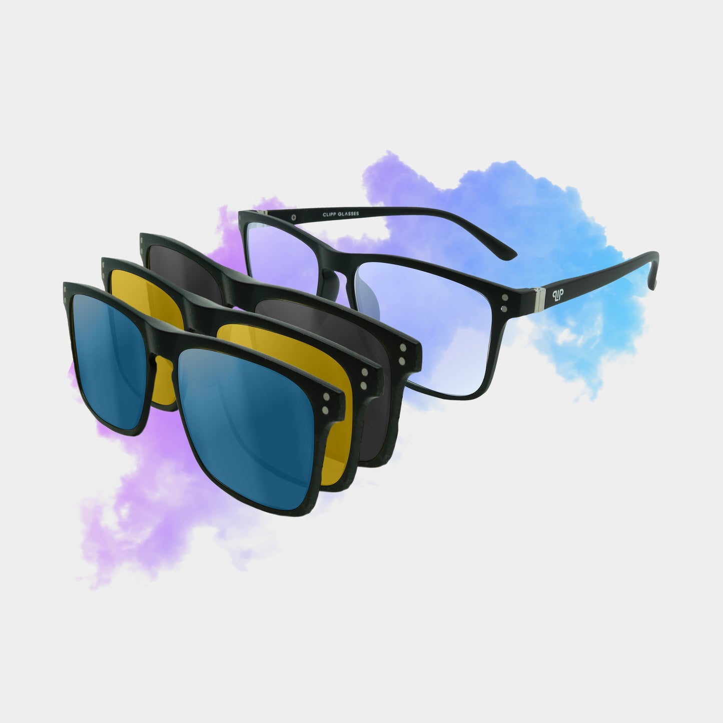 Clipp Glasses Cubed monitor szemüveg fekete, sárga és kék fedőlencsével