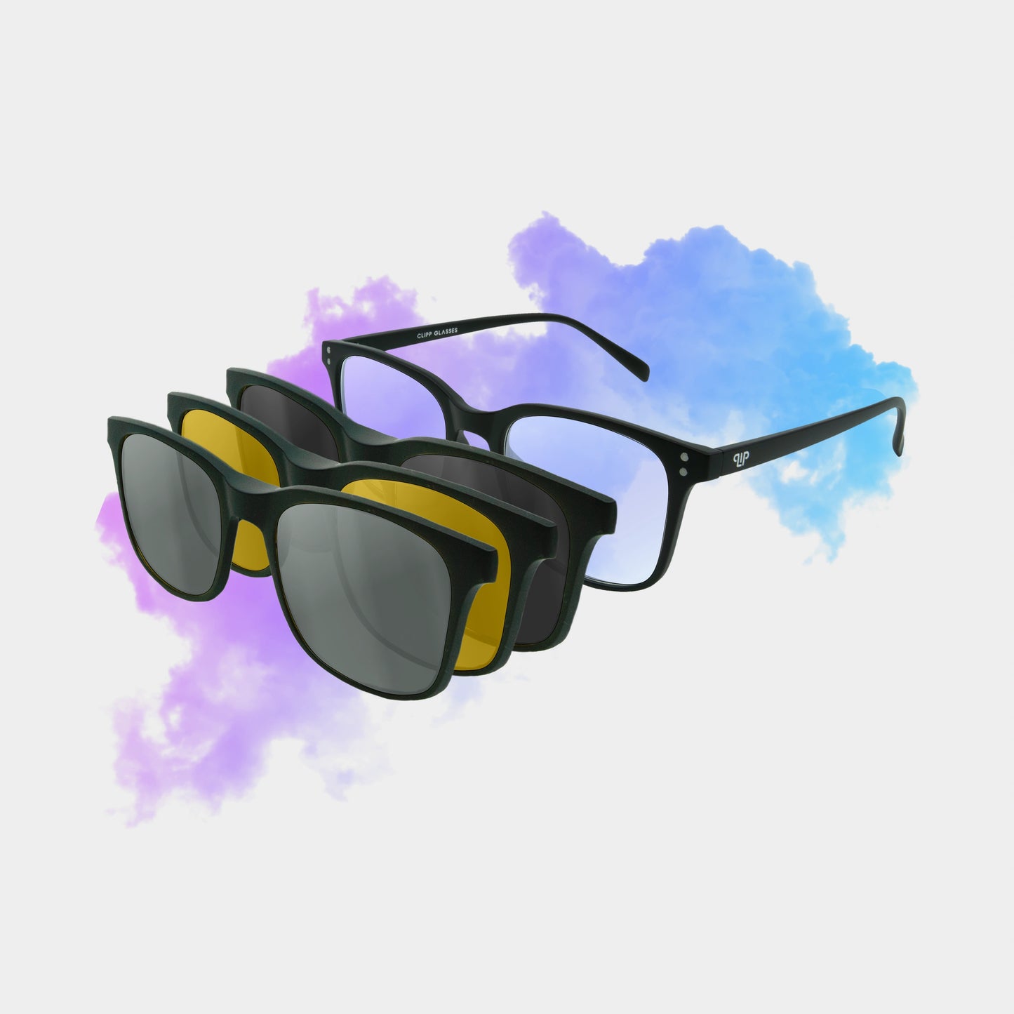 Clipp Glasses Classic szemüveg fekete, sárga és ezüst fedőlencsével