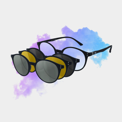 Clipp Glasses Sierra monitor szemüveg fekete, ezüst és sárga fedőlencsével